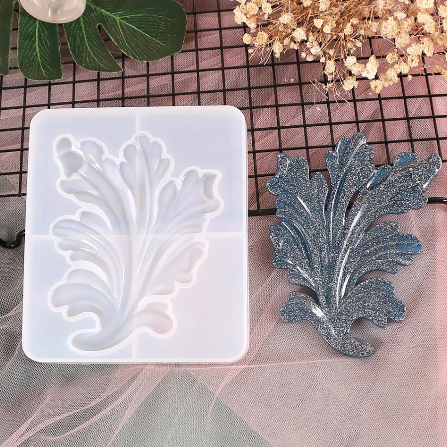 1pcs Diy Crystal Resin Leaf Silicone Mold, Rose Leaf Mirror Surface Handmade Decorative Silicone Mold