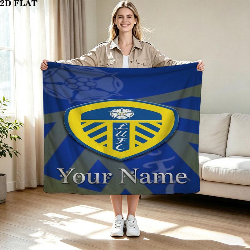 1PC Leeds United Custom Name Patterned Flannel Blanket Suitable For All Seasons for Home Decor Warmth and Comfort Gifts Holiday Present