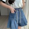 High Waist Ruffle Denim Skort - Plus Size Women's Summer Shorts (80-200 Jin)