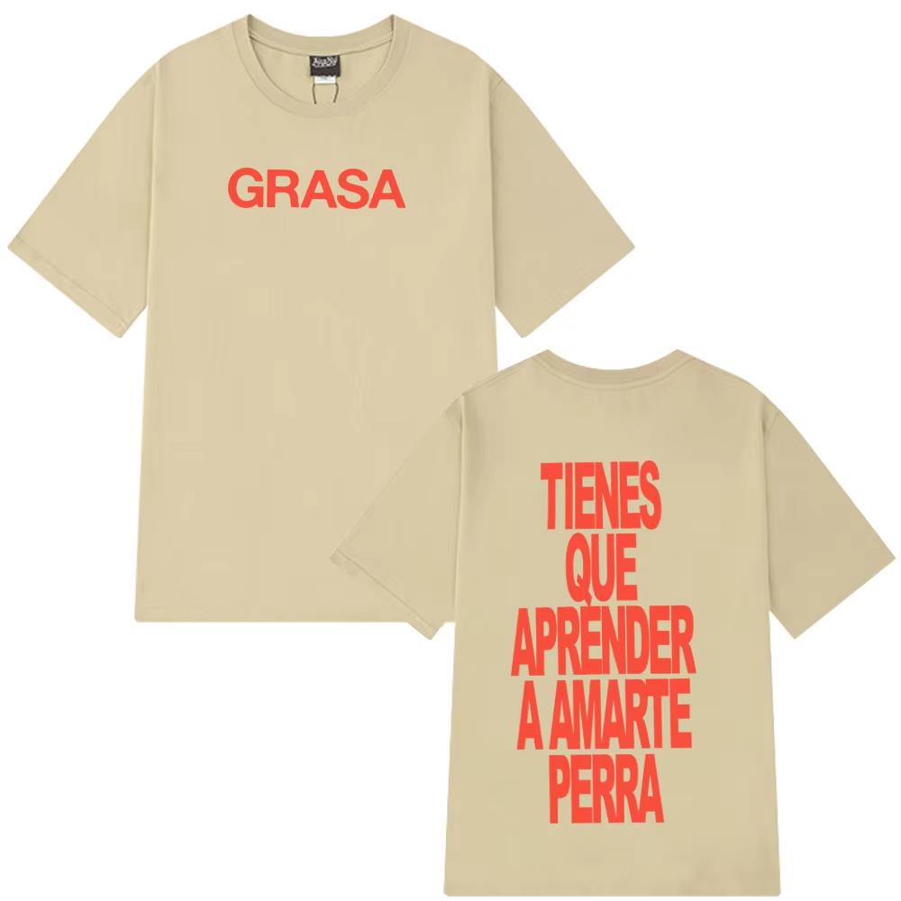 Rapper Nathy Peluso Grasa 2025 Letters Printed T Shrit Men's Women Short Sleeve Tshrits Fashion Casual Aesthetic Cotton T-shirts
