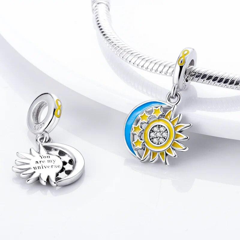 100 % 925 Sterling Silber glänzende bunte Charms Perlen Sonnenblume Schmetterling Sonne Anhänger Fit Original neue Armband DIY Schmuck