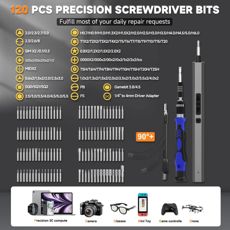 154 in 1 Precision Electric Screwdriver Set with 120 Magnetic Screw Driver Bits Cordless Type-C Professional Repair Tool Kit