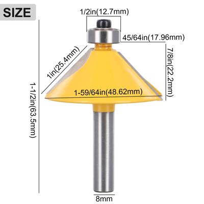 8mm Schaft 45 Grad Fase & Schräge Kantenfräser Hartmetallbestückter Stirnfräser zum Schneiden Holzbearbeitungswerkzeuge