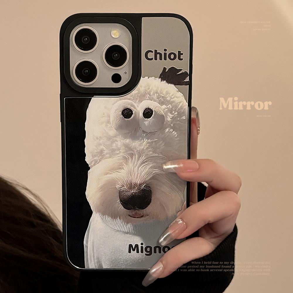 

Зеркальный креативный чехол для телефона с забавной собакой для Apple 11/12/13/14/15 13/14