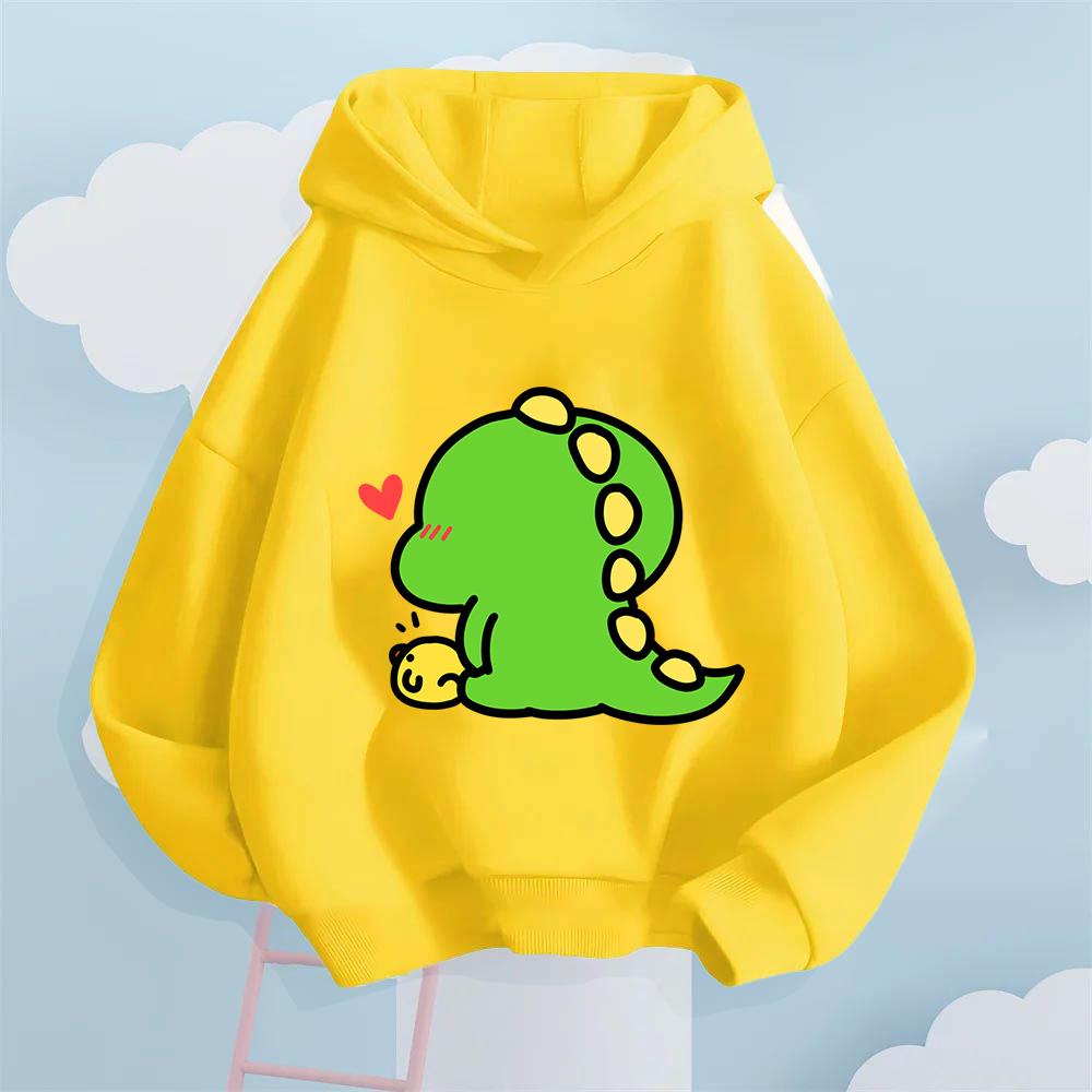 Cute Cartoon Dinosaur Print Design Fashionable Street Harajuku Sweaters for Girls Boys in Autumn Winter Warm Children's Clothes