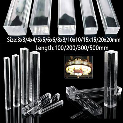 100/200/300/500mm Acryl Quadrat transparente organische Glasstange DIY Modellmaterial