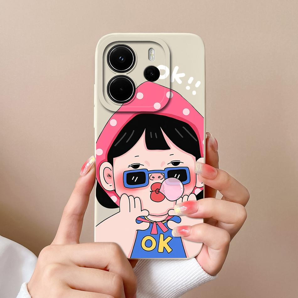 For Redmi Note 14 4G Europe Case Cute Cartoon Full Protection Funda For Redmi Note14 Liquid Silicone Shockproof Back Covers Capa
