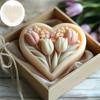 Silicone Heart Shape Molds Handmade Candle Moulds with Dried Flower and Glitters for Resin Crafts and Candle Creations