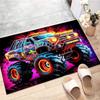 2D Flacher Bunter Monster Truck Flamme Flanell Teppich Rutschfest Off-Road Teppich Für Kinderzimmer Spielzimmer Dekoration