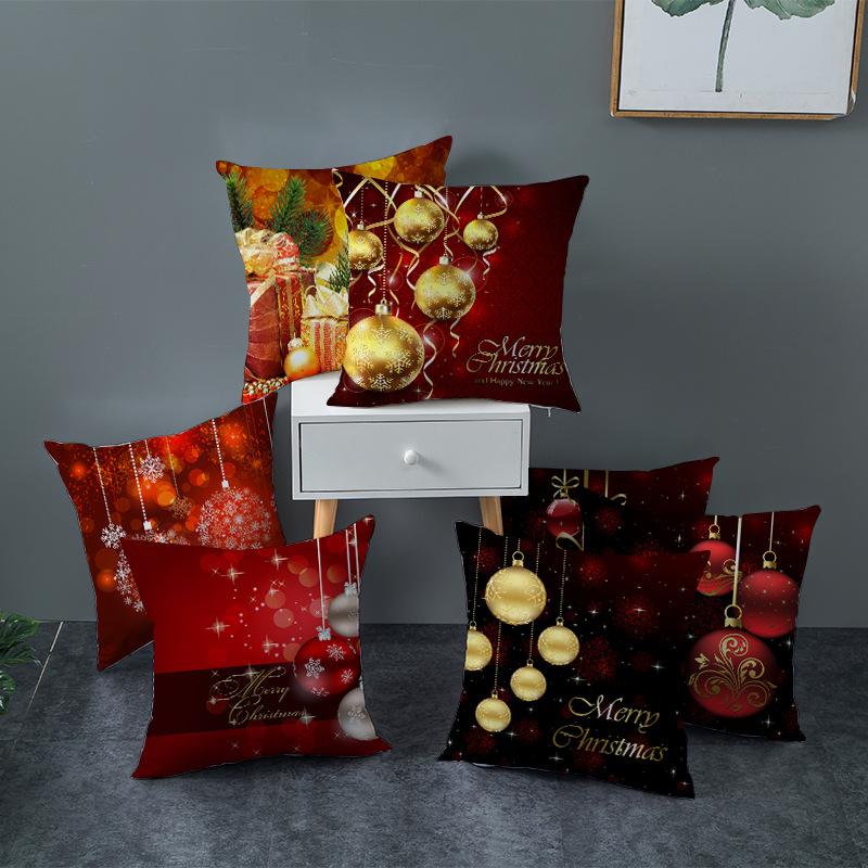 Red Series Christmas Pillow Covers for Home Use, Peach Skin Pillow Covers, Sofa Cushion Covers
