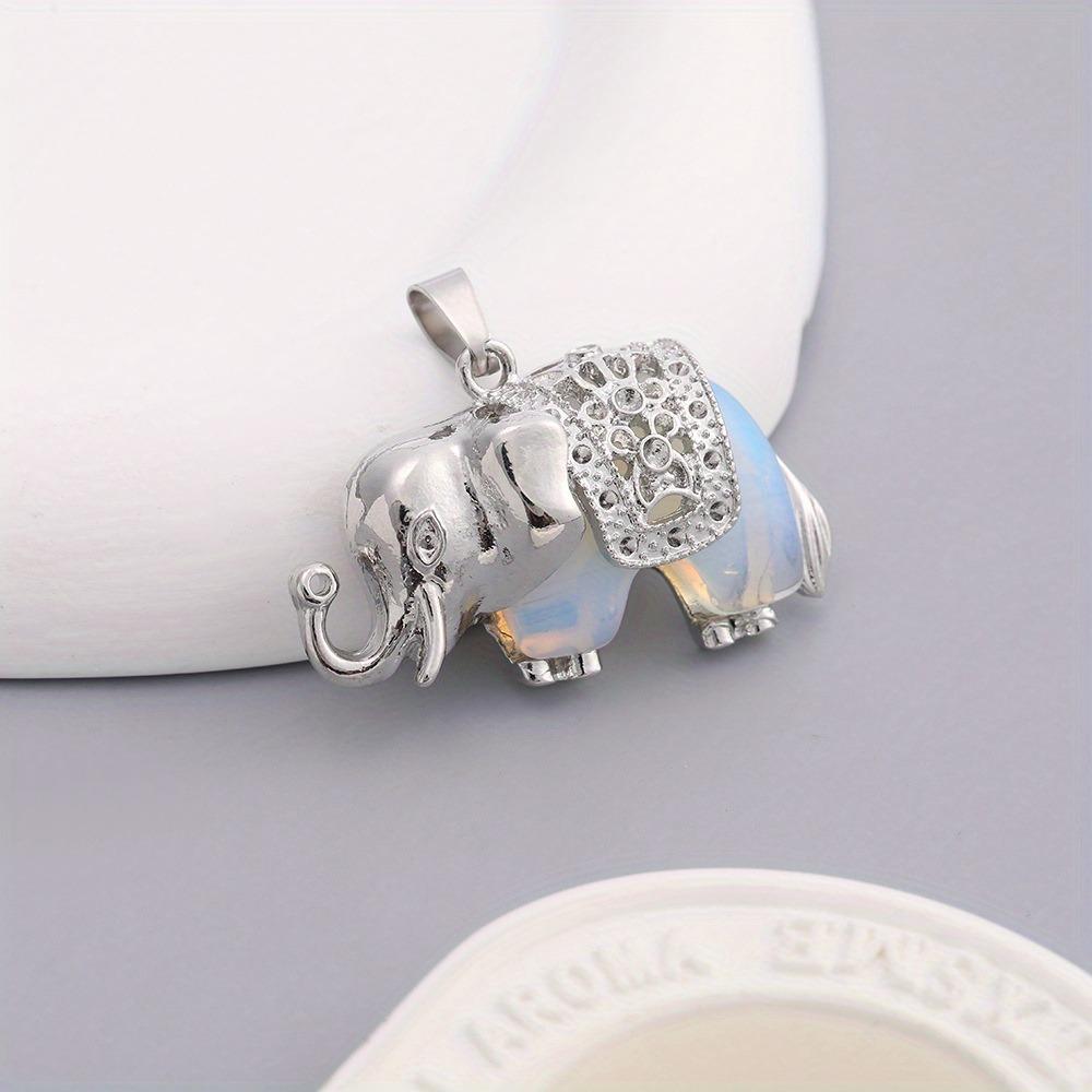 Bohemian Natural Crystal Turquoise Green Aventurine Elephant Pendant Women s Holiday Jewelry Natural Crystal Elephant Pendant