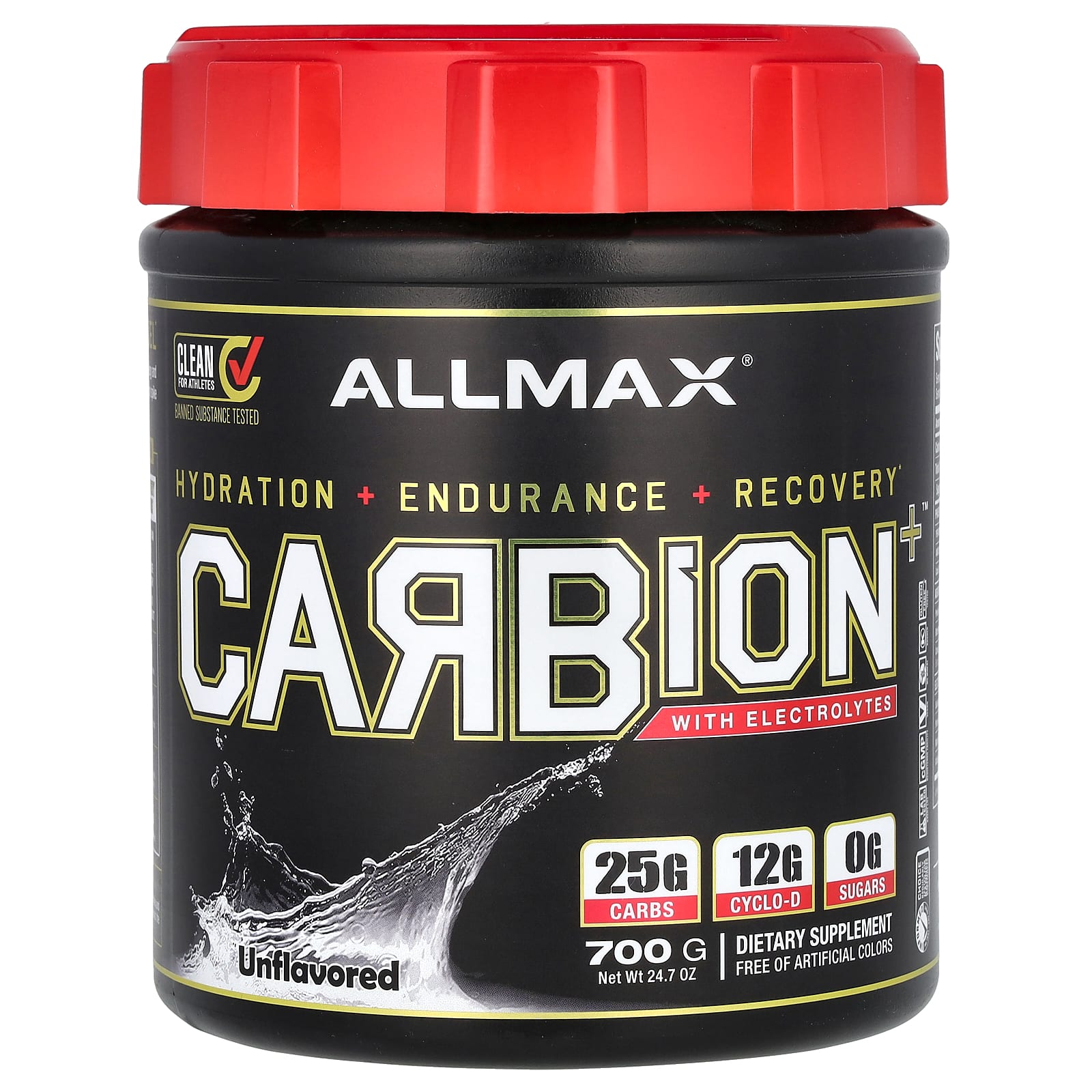 

ALLMAX, CARBion+, with electrolytes, unflavored, 24.7 oz (700 g)