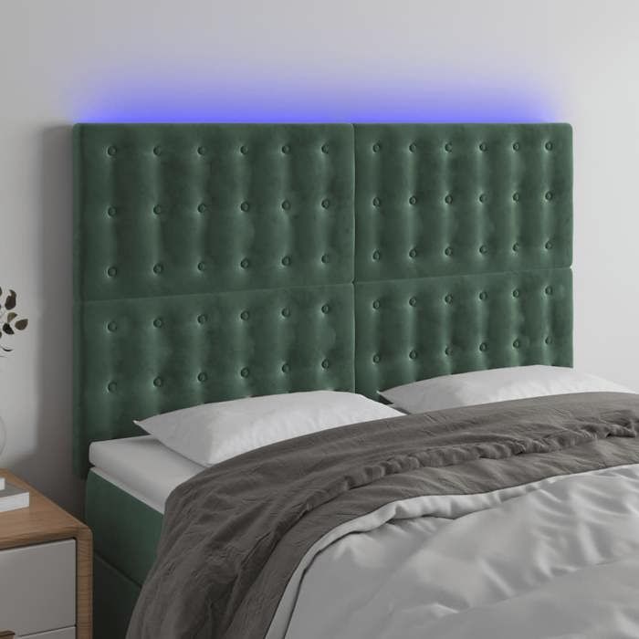 VidaXL LED Headboard Bedroom Furniture Double Bed Accessory Head of Bed Frame Interior Dark Green 3122909