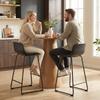 Modern Bar Stools Set of 2, PU Leather Barstools, Counter Height Kitchen Chairs for Breakfast Bars, Dining Room, Black