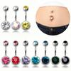 20-Color Stainless Steel Rhinestone Belly Button Ring, Colorful Piercing Jewelry