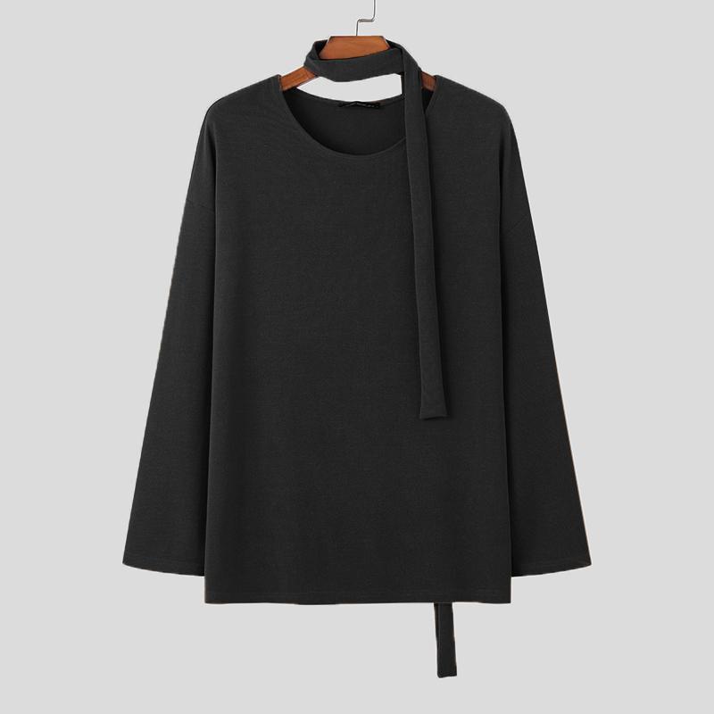 

INCERUN Мужские Теплые Трикотажные Пуловеры С Круглым Вырезом И Длинным Рукавом Повседневные Осенне-Зимние Свитера С Поясом S чёрный