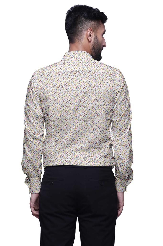BESTMAN Printed Cotton Shirts For Men Long Sleeve Slim Fit Formal Shirt For