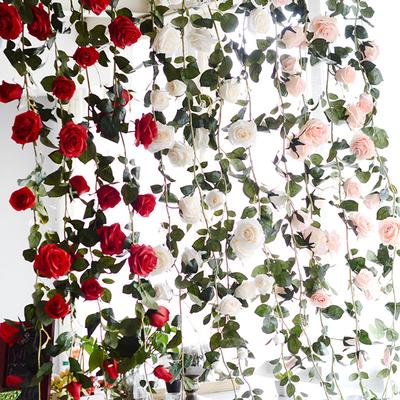 180cm Artificial Rose Flower Ivy Vine String Home Wedding Hanging Decoration Christmas Ornament
