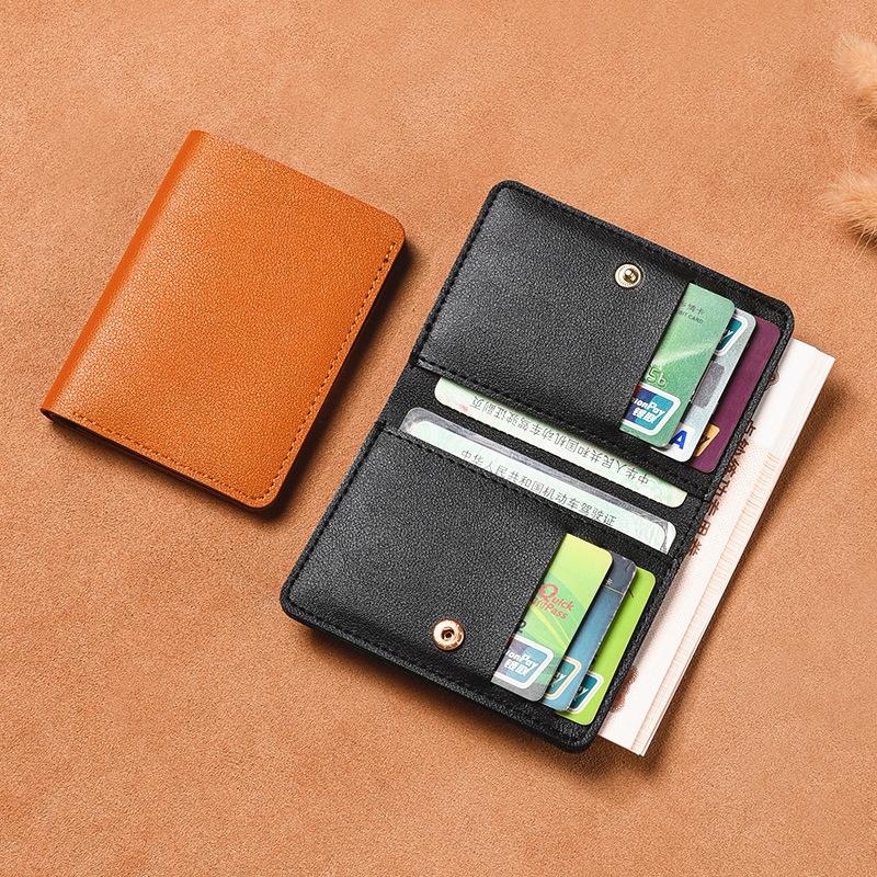 Solid Color PU Leather Small Wallet For Women Short Simple Women's Purse With Buttons Ultra Thin Credit Card Bag Coin Purse