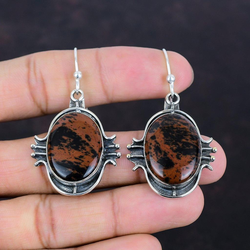 Mahogany Obsidian Earring 925 Sterling Silver Earring Top Quality Gemstone Earring Mahogany Obsidian Jewelry Gifts For Her Handmade Earrings