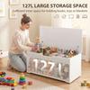 127L Home Storage Box, with Safety Hinges - White Wood-Effect