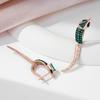 Modern Snake Tail Dangle Earrings Black & Rose Gold Color English Earrings Green Zircon Jewelry Edgy Women's Accessories