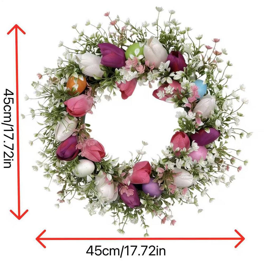 

Пасхальный дверной венок 17 дюймов, смешной, искусственные весенние цветы, пасхальные яйца, венок на входную дверь для дома, прихожей, стены, крыльца, двора, патио белый