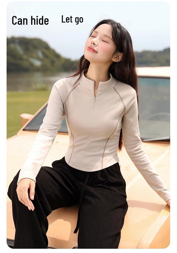 Baleno Women's Slim-Fit Fleece-Lined Mock Neck Long-Sleeve Thermal Top