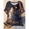 XL-7XL Plus Size Women's Men Tiger Casual 3D Print Loose Round Neck Short Sleeved T-shirt Top