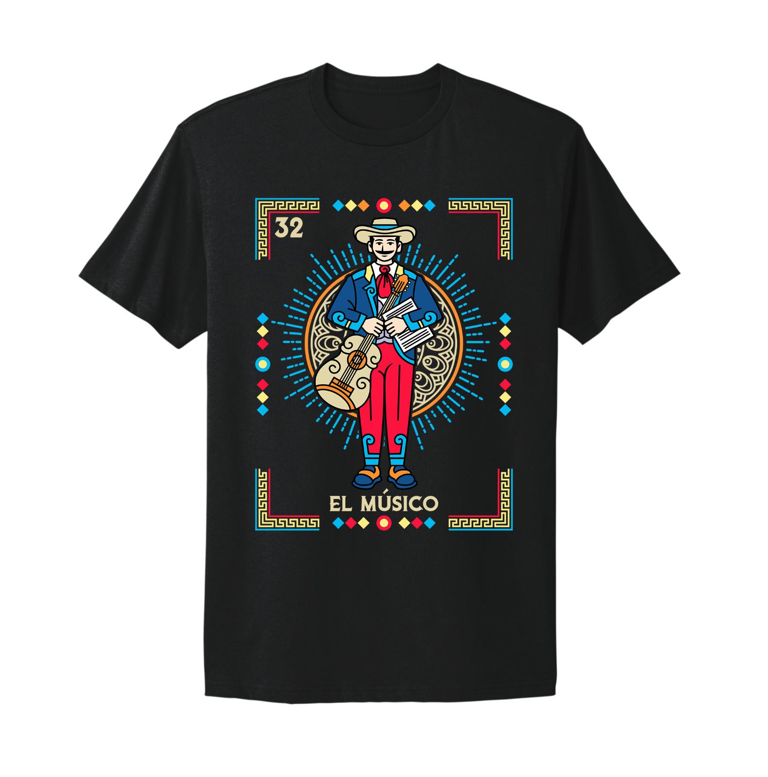 El Musico Tarjeta Loteria Mexican Bingo T-shirt S