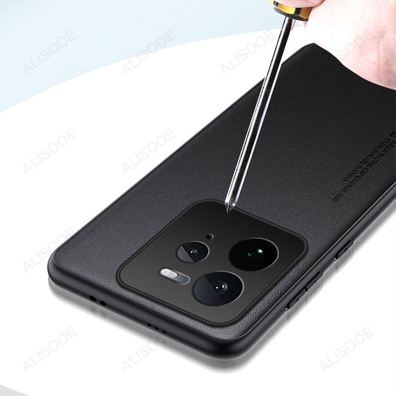 Hülle für Realme GT 7 Pro / GT7 Hülle Luxus Fasertextur PU-Leder Schutz Rückseite Abdeckung Capa Stoßfeste Hüllen