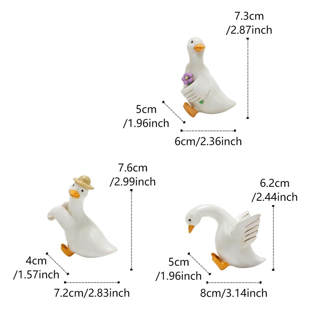 3 duck pendants, garden bonsai decoration animal pendants, resin handicrafts