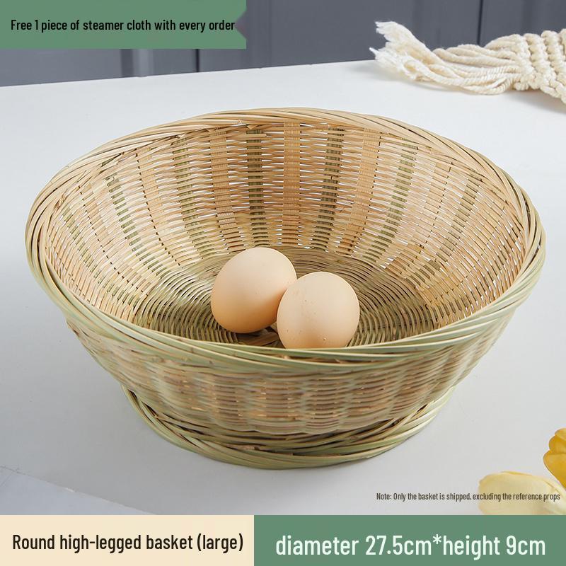 Bamboo Woven Basket: Multi-Use Storage, Fruit Plate, Steamed Bun, Winnowing, Dried Fruit, Candy, Kitchen Drainer, Vegetable Wash Basket