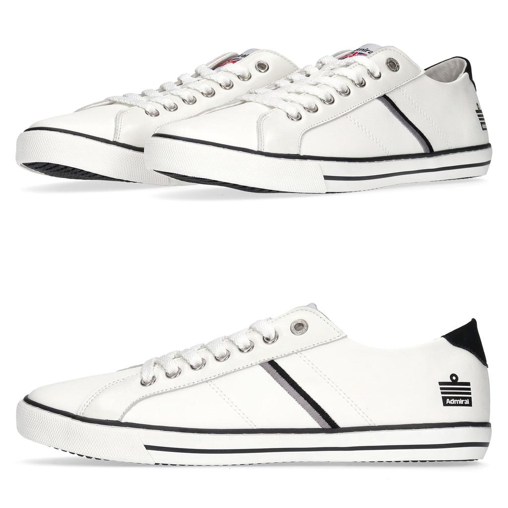 Admiral WATFORD AD601 Size Sneakers, Unisex, White/Black, 25.0cm