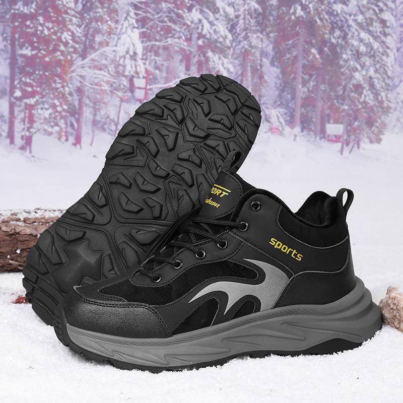 

Winter warm cotton shoes large size outdoor velvet high-top hiking shoes snow boots hiking shoes fashion boots 44 чёрный