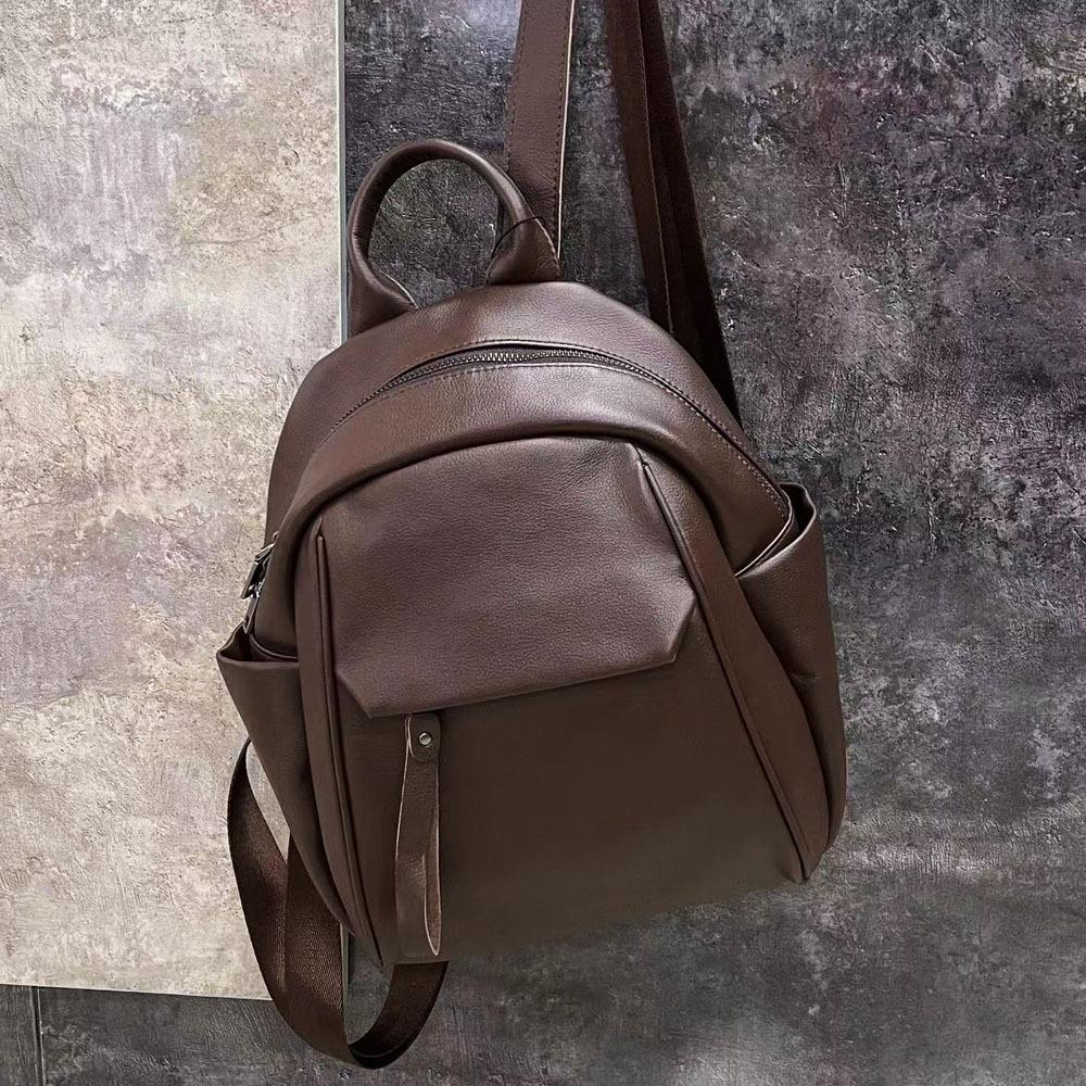 Batoh z pravé kůže Malý Vintage Dámský batoh Ležérní Módní Cestovní taška Měkký studentský batoh z hovězí kůže