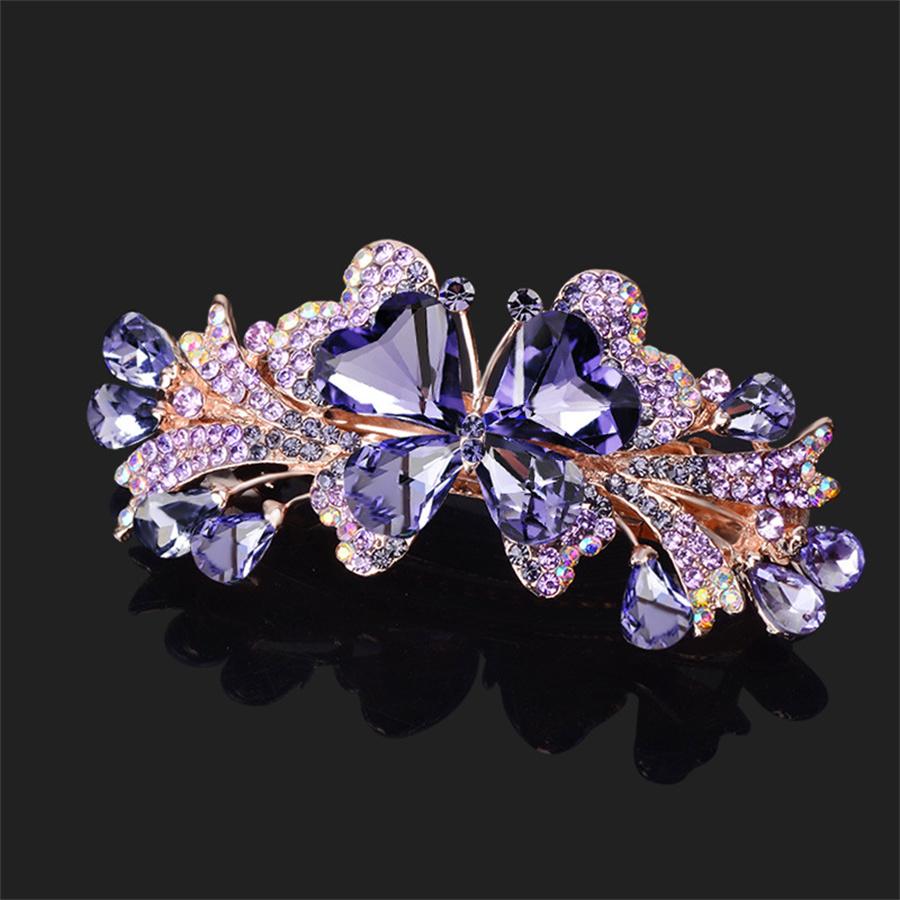 New Fashion Retro Crystal Butterfly Hair Clip Large Top Clip Flower Spring Clip High Quality Female Mother Hairpin Headdress