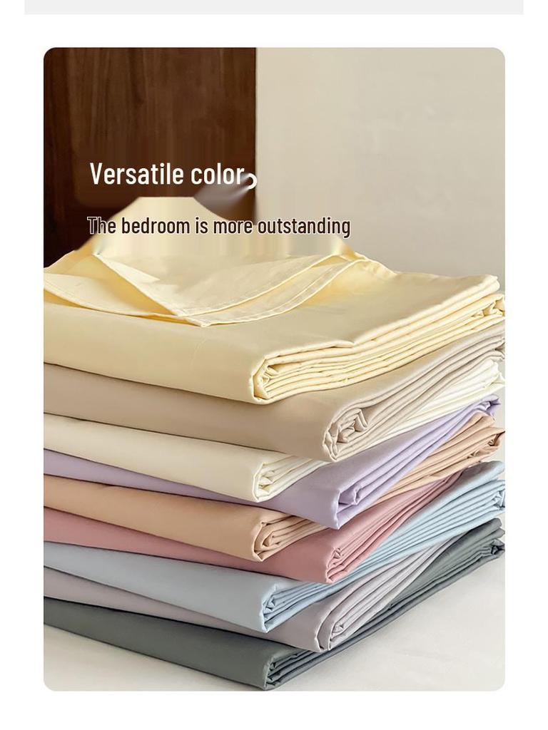 Simple Style Solid Color Washed Cotton Bed Sheet - Pure Cotton, Yarn-Dyed, Single Piece for Dormitory Use