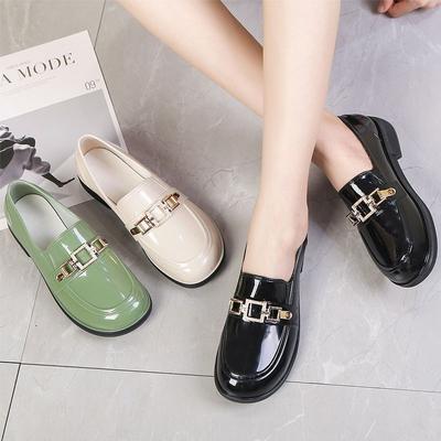 Damen Sommerschuhe Formelle Schuhe für Frauen 2024 Normales Leder Lässige Halbschuhe Blockabsatz Niedrig Elegante Chunky Heels Young E Y2k