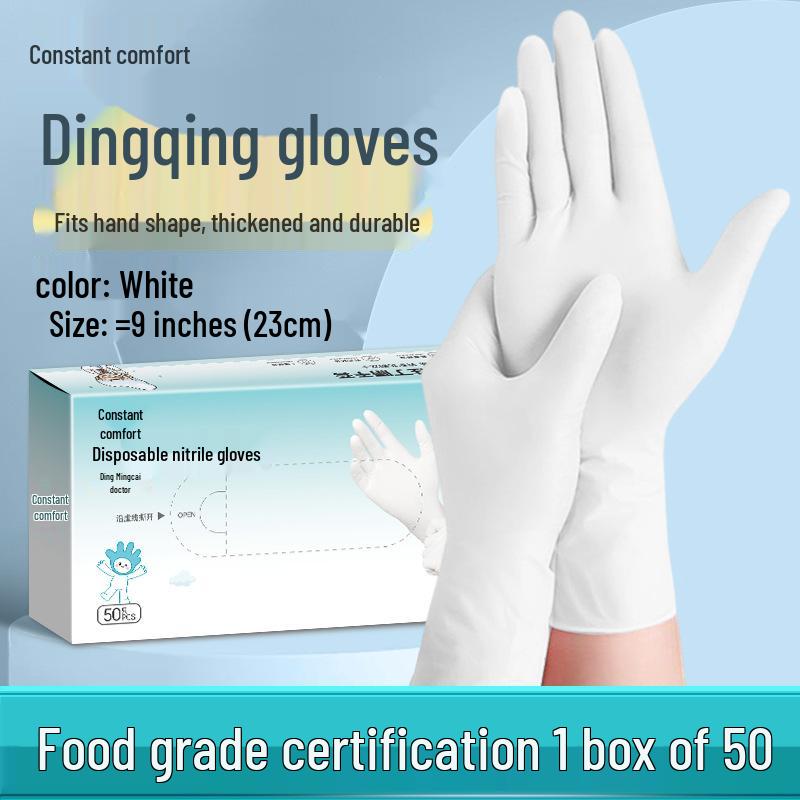 Extra-Long Food-Grade Nitrile Gloves: Disposable, Thick, Durable, Waterproof, Non-Slip for Household Cleaning
