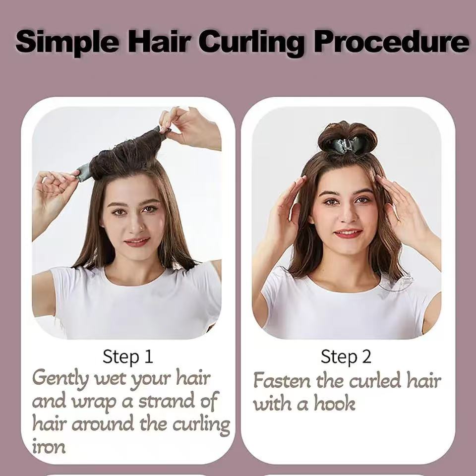 4 Pcs No Heat Hair Curler Set with Satin Bonnet, Overnight Anti-Frizz Wave Styling Tools, Adjustable Soft Fit for All Hair Types
