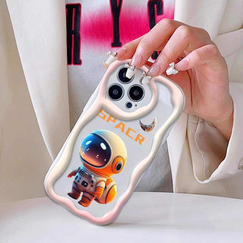 Kreslený vzor krémová textura pouzdro vlnitý okraj měkký silikonový kryt pouzdro na telefon pro iPhone Samsung Huawei Honor Xiaomi Redmi OPPO Realme Vivo Infinix
