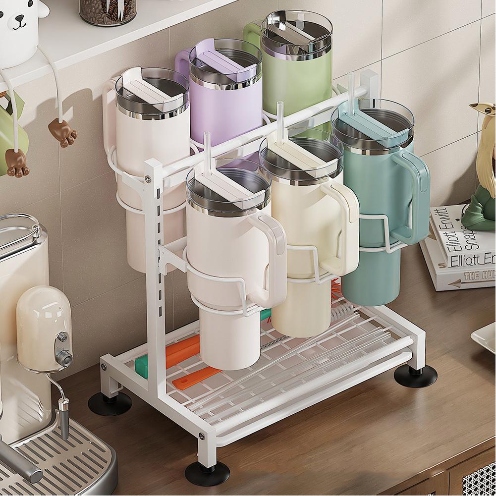

2 Tier Cup Holder for Stanley 30/40oz Tumbler Water Bottle Kitchen Organizer Water Bottle Storage Rack for Home Kitchen Pantry белый