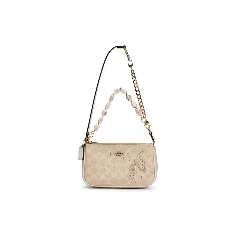 

COACH shoulder bag [Customized bag] Nolita 19 classic presbyopic print zipper made by 811 rose vine coated canvas small mahjong handbag Dielianhuayu білий