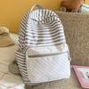 Cartella: Zaino scolastico a righe blu e pois blu mare, zaino da campus alla moda, grande capacità, leggero, zaino versatile ed elegante