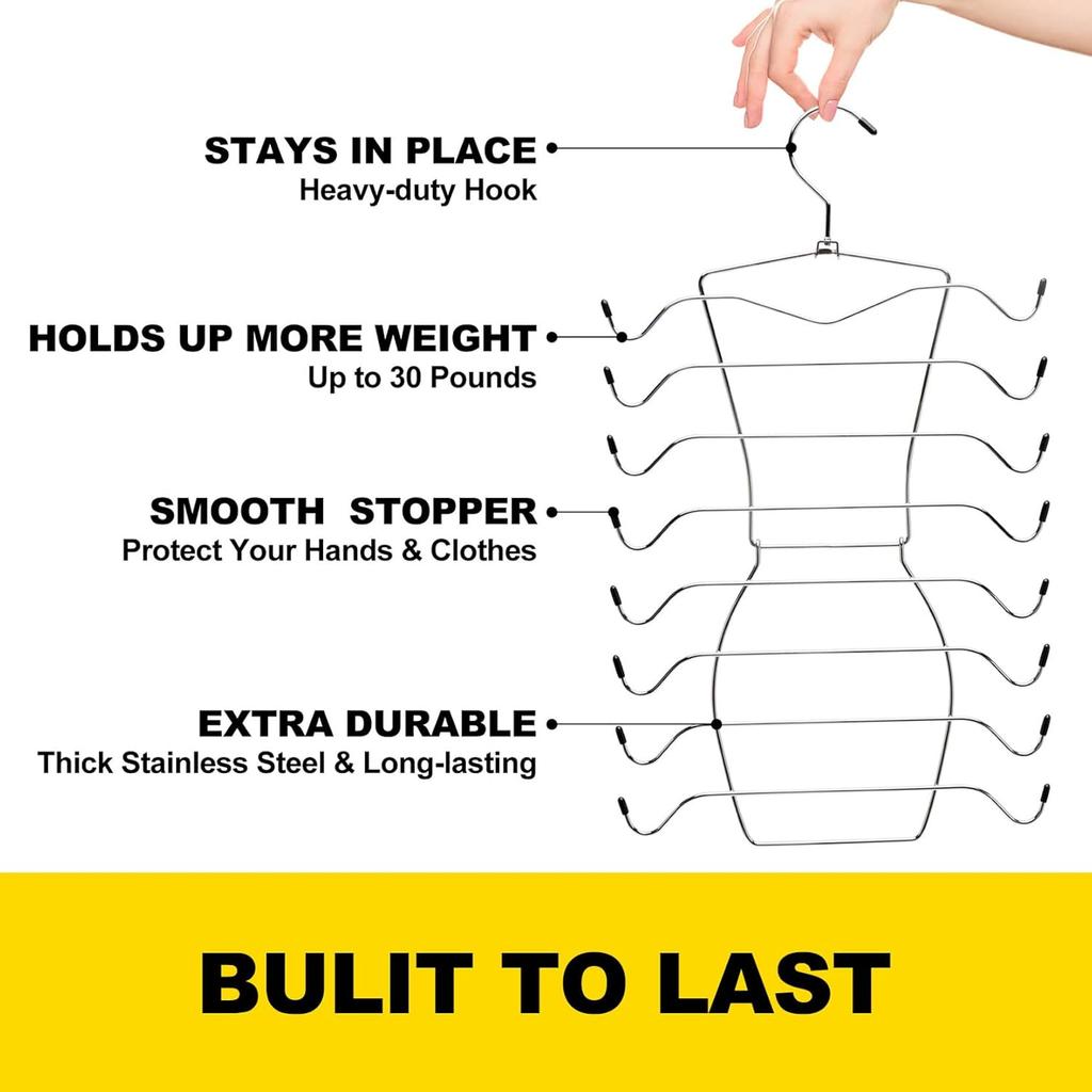 Tank Top Hanger, 8 Tier Space Saving Bra Hangers, Closet Organizers and Storage, Dorm Room Essentials for Girls, Organization for Camisoles Sports