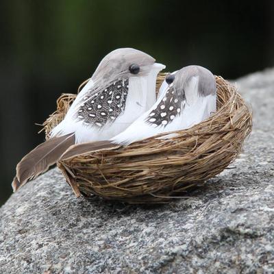1 Juego Nido de Pájaro Falso de Simulación Círculo Natural Set de Jaula para Pájaros Decoraciones de Jardinería