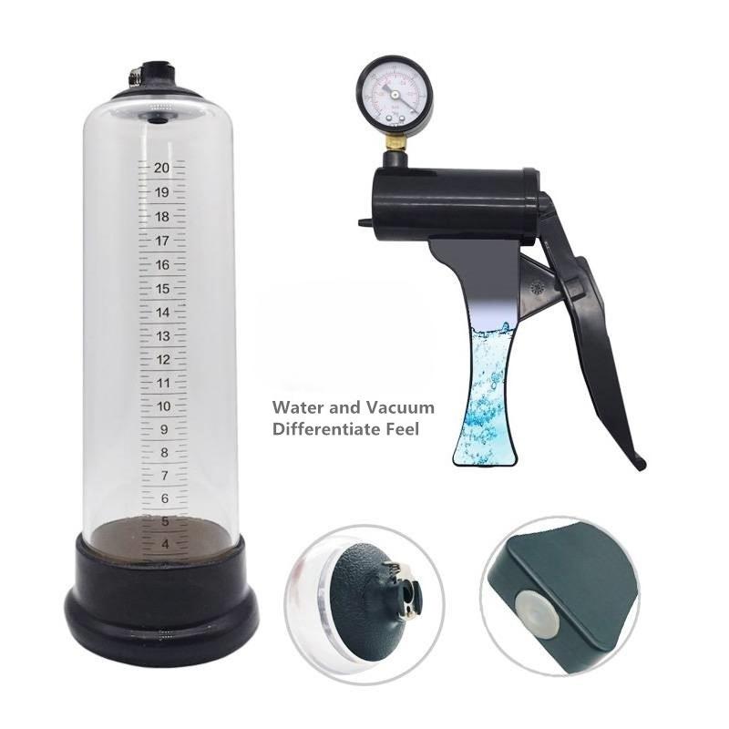 Penis Enhancement Pump Dual Water Air Function Cock Extender Enlarger Hercules Cup with Watch Pressure Gauge Sex Toy Man