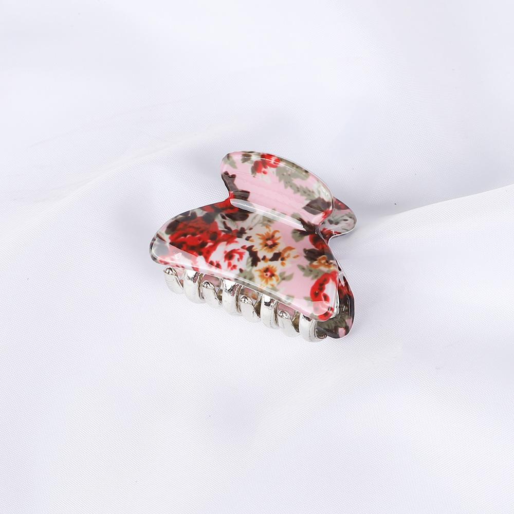 Acrylic Floral Sweet Small Hair Claw Clips Women Girls Plastic Print Crab Barrettes Clips Hair Clamps Hairpins Hair Accessories