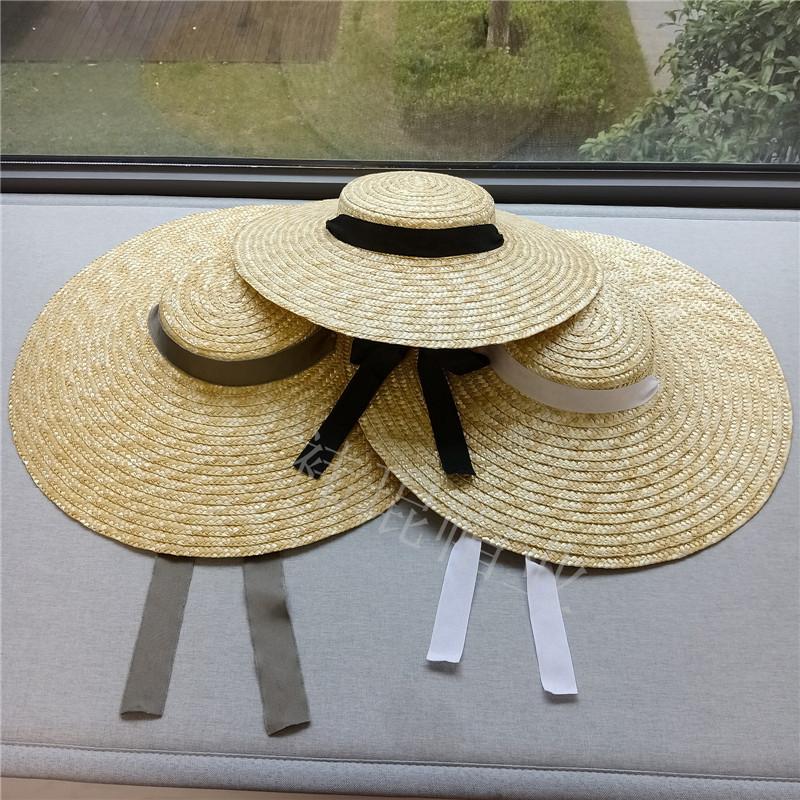 Straw Hat With Butterfly Knot For Summer Beach Sun Protection And Fashion